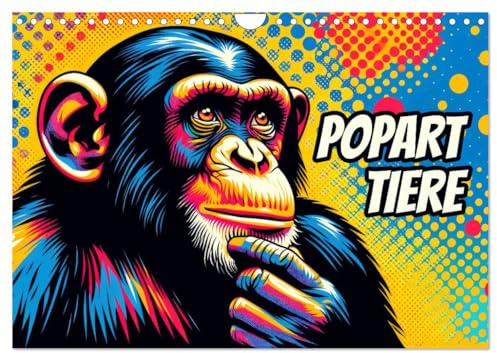Popart-Tiere (Wandkalender 2026 DIN A4 quer), CALVENDO Monatskalender: Farbenfrohe Tierillustrationen im Popart-Stil (CALVENDO Kunst)