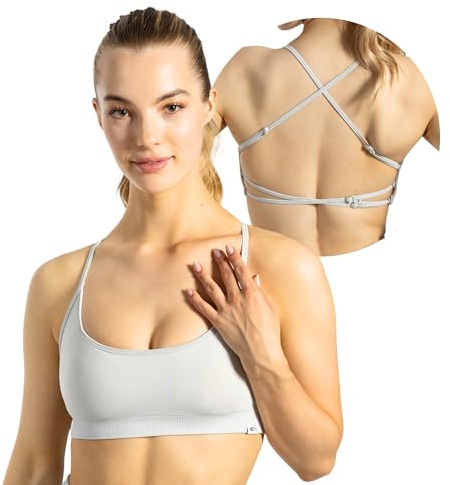 SMILODOX Sport BH Damen Sena, Shaped Fit mit offenem Rücken & überkreuzten Trägern, Ohne Bügel, elastischer Bund, Push Up BH, atmungsaktives Material – ideal für leichtes Training & Freizeit