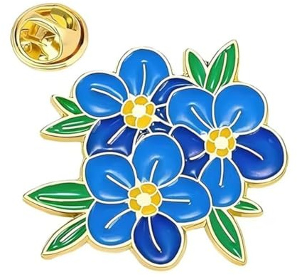 Anstecknadel Vergissmeinnicht Emaille, blaues Blumendesign, 10*10cm, Metall