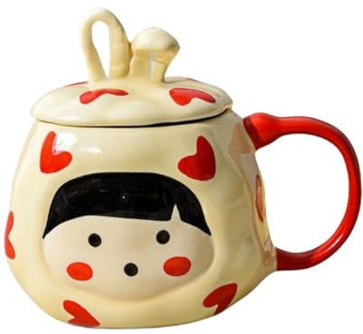 HUMOCHUSON Style Chinois Tasse En Céramique 500 Ml Avec Oreilles De Lapin Pour Fille Et Petite Amie
