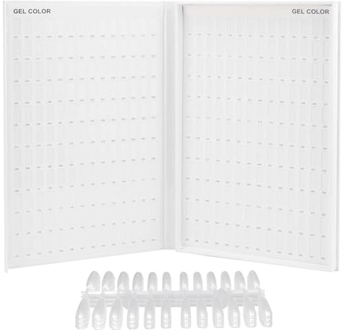 308-Color Nail Art Practice Book, Gel Polish Sample Display With Acrylic Strips And Wooden Design