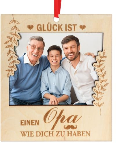 HOWAF Opa Geschenk, Bilderrahmen Opa Kühlschrankmagnete Fotorahmen Holz Großeltern Geburtstag Jahrestag Weihnachten Geschenk, C