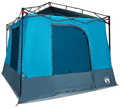 vidaXL Tienda de campaña Amplia para familias, para 6 Personas. Es Impermeable, Tiene Cierre de Cremallera y es a Prueba de Fuego. Viene en Color Azul, con Malla Exterior, Ideal para Verano, senderi