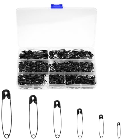 650 Schwarze Sicherheitsnadeln 7 Größen Kleidung Handwerk Büro | Sichere Sicherheitsnadeln, ideal für Kleidung, Büro, Näharbeiten, Schmuckherstellung, Projekte und Kunstwerke