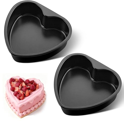 Joyfair 2 Stück Antihaft Backform Herz Herzbackform Set - 17,5 x 16 x 5 cm | Lebensmittelechter, Edelstahlkern, Ungiftig & Gesund, Hitzebeständig & Gleichmäßiges Backen, Leicht zu Reinigen