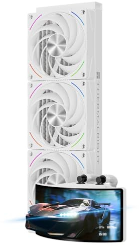 Thermalright Rainbow Vision 360 TURBO ARGB Weiß CPU-Flüssigkeitskühler, für AM5 / Intel LGA1851 / 1700, 6,67-Zoll-gebogener Bildschirm-Magnetischer Sauger, mit einer Auflösung von 2400 x 1080