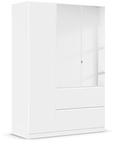 Rauch Möbel Costa, Kleiderschrank, Farbe Weiß, Breite 136 cm | Schrank, 3-türig, Spiegel, 2 Schubladen, Push-to-open, Zubehör Classic, für Schlafzimmer, Kinderzimmer, Babyzimmer, Garderobe