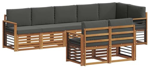 vidaXL Sofagarnituren 8 pcs Natur und Anthrazit Massivholz Akazie, Garten-Sitzgarnitur, modernes Lounge-Set, pflegeleichtes Gartenmöbel, gemütliche Terrassen-Sitzgelegenheit