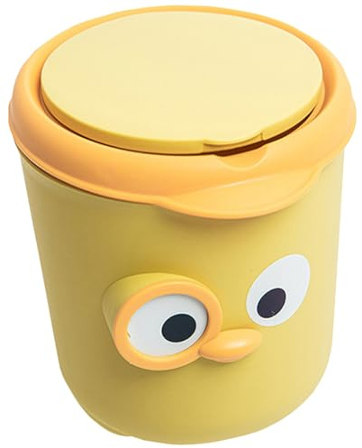 KAILIKETIY Poubelle de Table Mini avec Couvercle à Clapet, Pp Jaune, Bureau | Conteneur Compact, Ouverture Facile et Fermeture Simple, pour Bureau et Étude, Format Discret