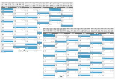 (2 x 5 Stück) Tafelkalender DIN A3 2027 + 2028 Format (297 x 420 mm) 300g Papier gut beschreibbar