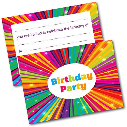 doodlecards Pack of 20 Childrens Birthday Party Invitations with Envelopes Kids Invites and Envelopes. Printed in UK, Premium Quality & 100% Recyclable.