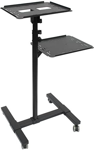 Drall Beamer- und Projektorwagen mit Rollen - 90-145 cm höhenverstellbar - 12 Grad neigbar - für Beamer Projektor Laptop Notebook - bis 10 kg belastbar - Projektortisch mit Ablage Modell: LB9