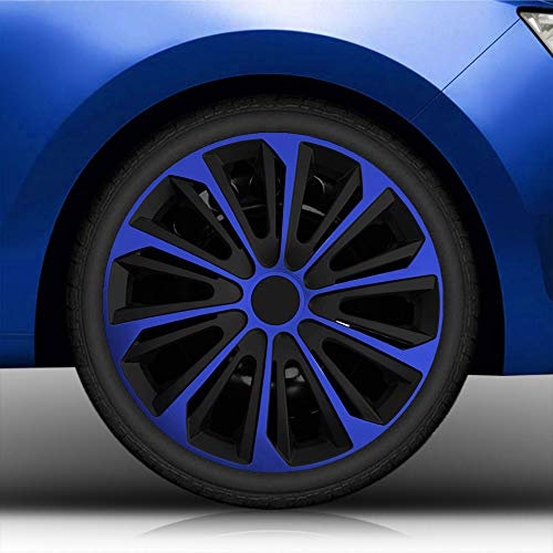 14 Zoll Radkappen/Radzierblenden vom RADKAPPEN KÖNIG 006 (Farbe Schwarz-Blau), passend für Fast alle Fahrzeugtypen (universal)