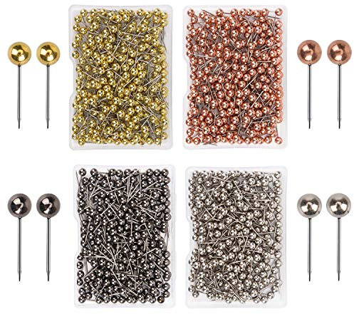 AIEX 1000 Stück Karte Nagel Pinnadeln Stecknadeln Map Push Pins für Weltkarte, Cork Board, Stoffmarkierung, 1/8 Zoll Metallischer Runder Kopf mit Edelstahlspitze