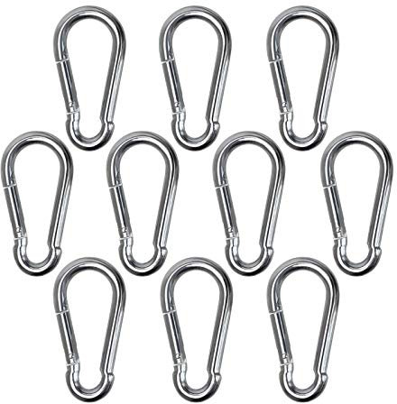 BB Sport 10 Karabinerhaken 60 x 6 mm Karabiner Max. Belastbar 120 KG - DIN5299 Feuerwehrkarabiner Set Stahl Galvanisch Verzinkt Stark