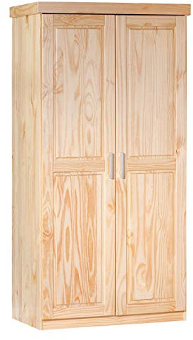 PKline Kleiderschrank Leovra Massivholz Schlafzimmer Schrank Drehtürenschrank Natur