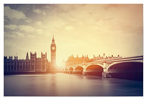 artboxONE Poster 30x20 cm London Städte Big Ben, Westminster Bridge on River Thames in London, the UK. Vintage 2