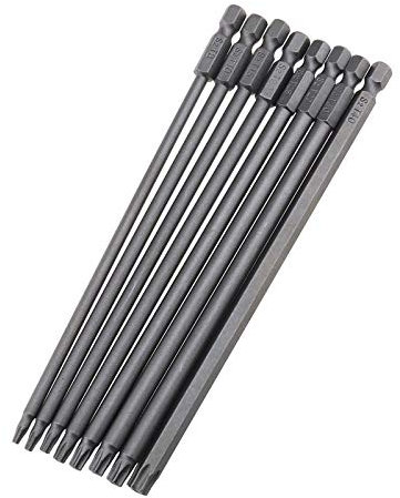 8pcs 150mm Extra Long 1/4 Hex Shank T8-T40 Durable S2 Acier Sécurité Tête Magnétique Tournevis Torx Embouts Set Kit Outil Électrique