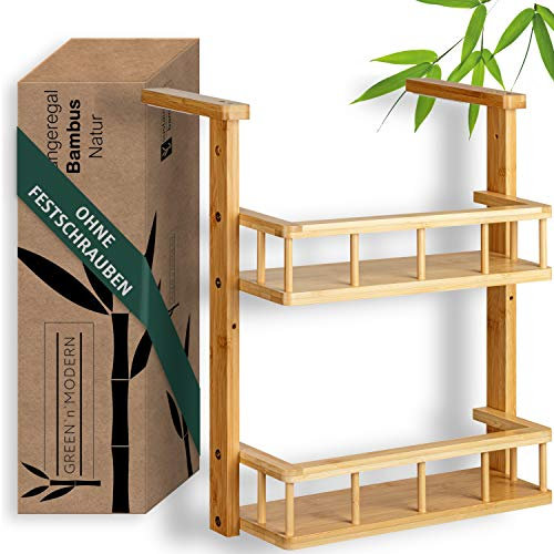 Green'n'Modern Mensola pensile per frigorifero,Scaffale portaspezie da appendere in legno di bambù,Scaffale da cucina compatto per studenti,Robusto spazio montato rapidamente sull'armadio della cucina
