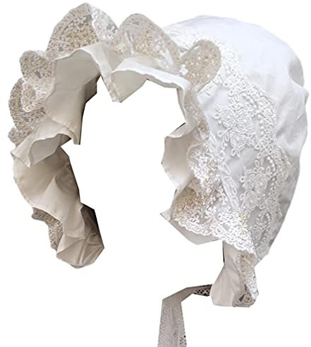 トクとユウ Mädchen Spitze Lolita Mop Hut Viktorianischer Kostüm Hut Sonnenhut Französisch Retro Hut, weiß, One size