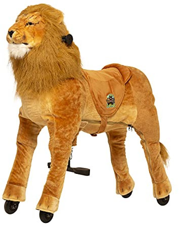 Animal Riding Reittier Löwe „Shimba“ X-Large (für Kinder ab 8 Jahren, Farbe braun, Sattelhöhe 80 cm, mit Rollen) ARL006L