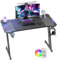 Soontrans Gaming Tisch mit LED, Lichtgeschwindigkeit für Deine Gaming-Abenteuer, Gamer Tisch mit Getränkehalter & Kopfhörerhaken & Kabel-Manager, Stahl Standfuß, Gaming Tisch für Spieler (120 x 60 cm)