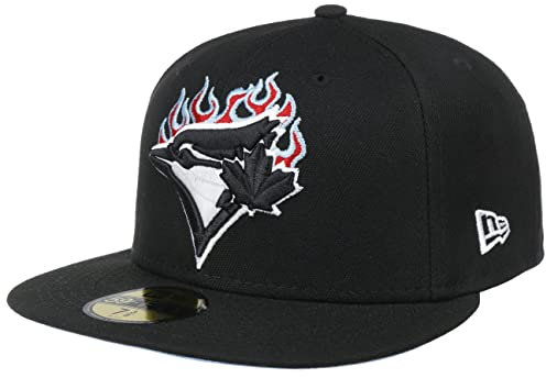 New Era 59Fifty Team Fire Blue Jays Cap Basecap Baseballcap Flat Brim Fitted MLB Toronto Herren - Hinten geschlossen, mit Schirm Winter Herbst Frühjahr Sommer Frühling-Sommer Herbst-Winter - 7 3/8