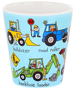 Tyrrell Katz Kids Trucks Printed Beaker in Blue - Dishwasher Safe Children’s Drinking Cup Everyday Melamine Tableware - 8 x 7 cm