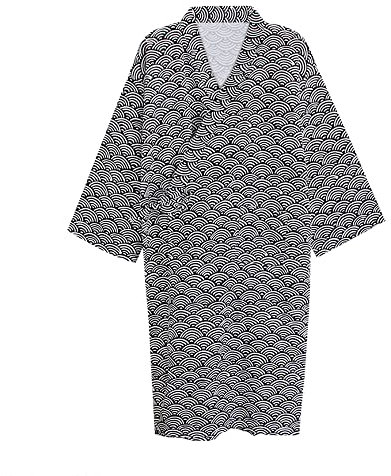 G-LIKE Japanese Kimono Nightdress Bathrobe - Traditional Haori Yukata Style 100% Cotton Spring Summer House Dress Sauna Gown Lightweight Thin Sleepwear for Men and Women, Black-men, L