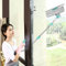 bcomedrag Herramienta Limpieza Raspador Ventanas, Kit De Limpieza En Forma De U 3 En 1, ángulo Ajustable/con Varilla De Extensión, Limpiador Telescópico De Doble Cara para Ventanas De Piso Alto,Blue