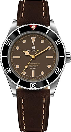 Gigandet Herren-Automatikuhr Sea Ground 100 Vintage - Made in Germany - Saphirglas - Swiss Super Luminova - Edelstahl - Taucheruhr - 100m/10bar wasserdicht - 39mm - G100-002