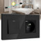 BSEED Interrupteur avec Prise Murale USB et 1 Type C Noir,Interrupteur Va et Vient +Schuko Prise Murale,10A 1 Gang 2 Voie Interrupteur à bascule avec panneau en verre+Multiprise Murale avec USB-2.1A