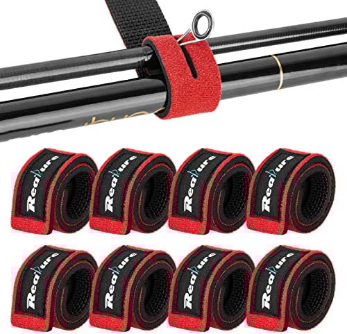 Realure 8 Stück Rot Angelrute Klettverschluss Riemen Einstellbar Neopren Krawatten Riemen Elastische Angelrute Gürtel Krawatten Für Feste Angelruten Gear Strap Spinnrute Meer Rute Feeder Rute
