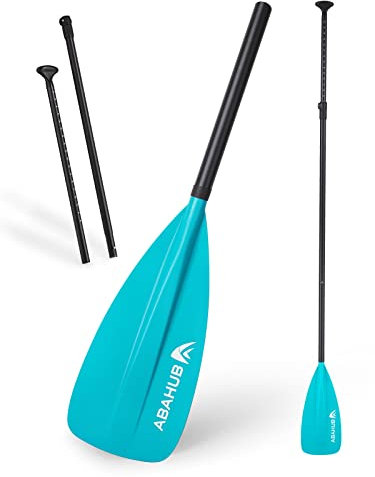 Abahub Pagaie Paddle / 2 en 1 Sup Kayak Pagaie Paddle Aluminium Pagaie Paddle Rame Réglable Léger pour Paddleboard, Télescopique 173-213cm avec Revêtement PU Plastique Nylon Lame Noir/Bleu/Vert/Orange
