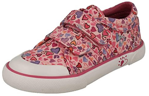 Girls Startrite Machine Washable Heart Detailed Canvas Shoe Loveheart - Pink Heart Canvas - UK Size 5F - EU Size 21.5 - US Size 6