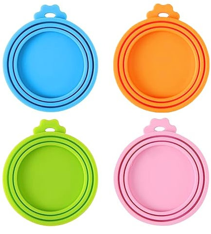 4Pcs Silicone Tin Can Lids Assorted Colour Can Lid Tin Covers Pet Can Lids Puppy Can Covers for Dog Food Household Pet Food Covers Seal Tableware