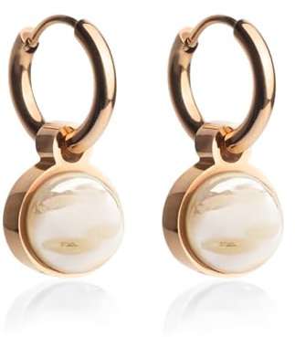 Kleine Roségold Creolen mit Anhänger • 18k vergoldete Edelstahl Ohrringe mit Charm in nude zum Wechseln • nickelfrei & wasserfest • MIX AND MATCH • Ø 12 mm