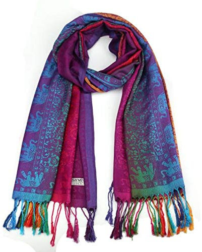 YANFJHV Seitlicher Schal Windschal Elefant Double Lady Women National Wrap Schal Schals & Tücher Für Damen (Purple, One Size)