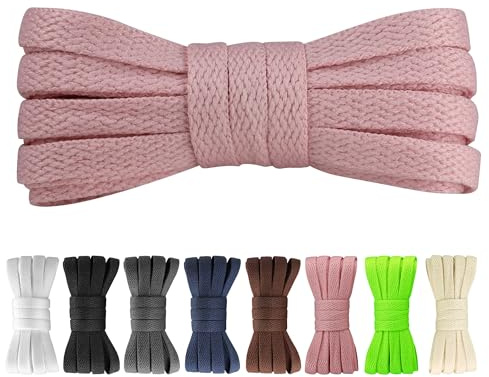 Yusimu Lacci Piatti 8mm per Scarpe - Versatili per Sneakers, Converse, Air Force 1, Scarpe da Ginnastica e Scarpe per Bambini - Resistenti e Economici, Rosa chiaro - 1 Paio