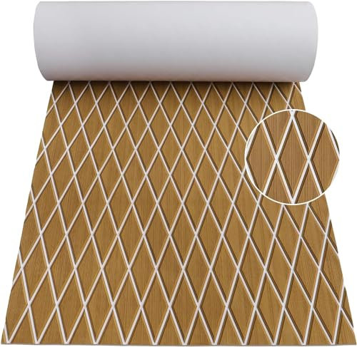 Hzkaicun Eva Schaum Boot Decking Diamant Boot Bodenbelag 190x35cm Selbstklebende Sea Deck Boot Bodenbelag Marine Boot Decking Anti-Rutsch Matte für Boot Deck Yacht Motorboot Angeln Boot