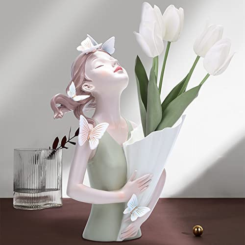 Schmetterlings-Mädchen-Vase, Kreative Nordische Mode, Schmetterlings-Mädchen-Blumenstrauß, Kunstharz-Blumentöpfe, Vasen, Moderne Skulptur, Modell-Harz-Vase,