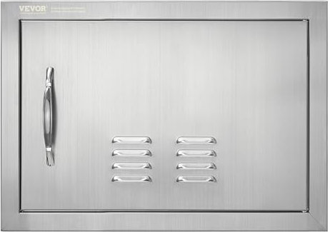 VEVOR Puerta de Acceso a Barbacoa Puerta de Cocina Exterior Simple de 508x356 mm Puerta Empotrada de Acero Inoxidable con Manija Empotrada para Isla de Barbacoa, Estación de Parrilla, Armario Exterior