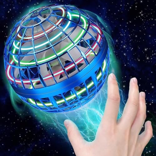 Korffe Fliegender Ball, Fliegender Spielzeug Handgesteuerter Mini Drohne mit 360 ° rotierenden LED-Leuchten für Kinder Erwachsene Flying Ball