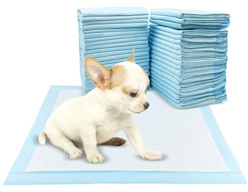 Baxcdyswe 50 Stück Inkontinenzunterlage Einweg, 45 × 60 cm Welpen Unterlagen, Inkontinenz Bettunterlage, Pinkelmatte Training Auslaufsicheres 5-Lagiges Design mit Schnell Trocknender Oberfläche