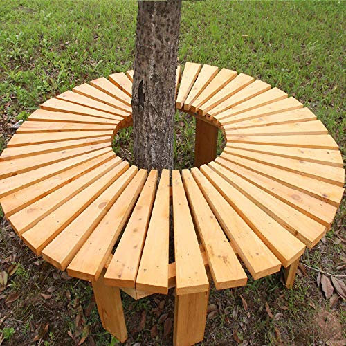 Gartenbank-Sitz, Außenhof-Terrasse, Parksitz, Fächerförmige Bank Aus Massivem Holz, Kreisförmige Baumgarten-Baumbank, Wetterbeständige, Korrosionsbeständige Massivholzbank, Rückenfreie Bank Für Terra
