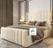 Double Ottoman Bed Curved | Winged Headboard Ottoman Storage Bed | Velvet Upholstered Bed Frame | Wingback Curved Bed Frame |King, Super King Bed Frames (Cream Plush Velvet, 6FT SUPER KING)