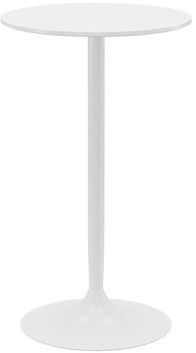 HOMCOM Mesa de Bar Redonda, Mesa de Comedor, Ø60x102 cm, con Encimera Laminada y Marco de Acero, para 2 Personas, Moderna, para Casa, Cocina, Blanco