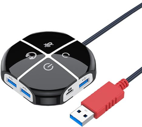 Illkjasfc PC Desktop External Power Resets Button With USB And Sound Port For Gamers