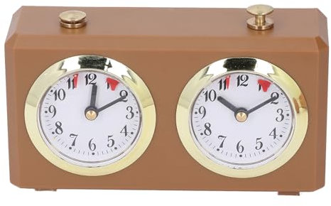 Professioneller Analoger Holz-Schachuhr-Timer, Schach-Timer, Analoge Schachuhr, Schachuhr-Timer-Brettspiel, Hochpräzise Mechanik für Verschiedene Spiele, Keine Batterie (Bräunen)