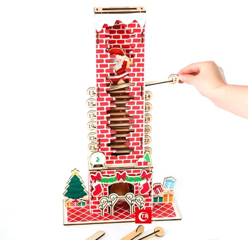 Weihnachtsmann im Schornstein Adventskalender 2025,24 Tage Holz Schornstein Weihnachts Countdown Kalender,Weihnachtsmann Schornstein Countdown Weihnachtsdeko,Weihnachtskalender 2025 für Office Table